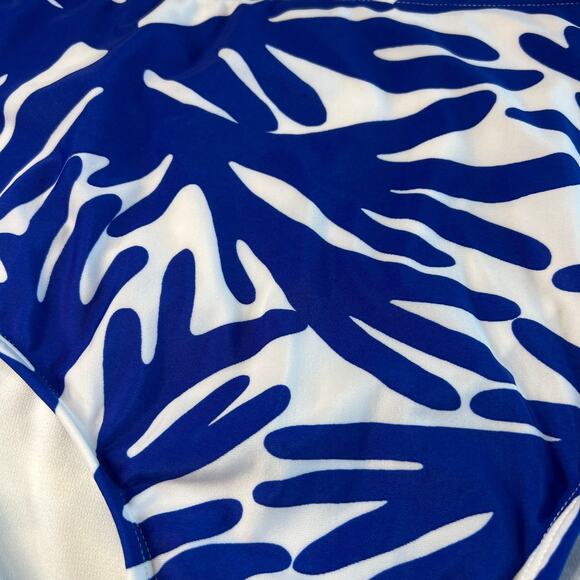 Kona Sol Women's Plus Size Blue Print High Waist Bikini Bottom - Size 1X - NWT - Picture 4 of 7